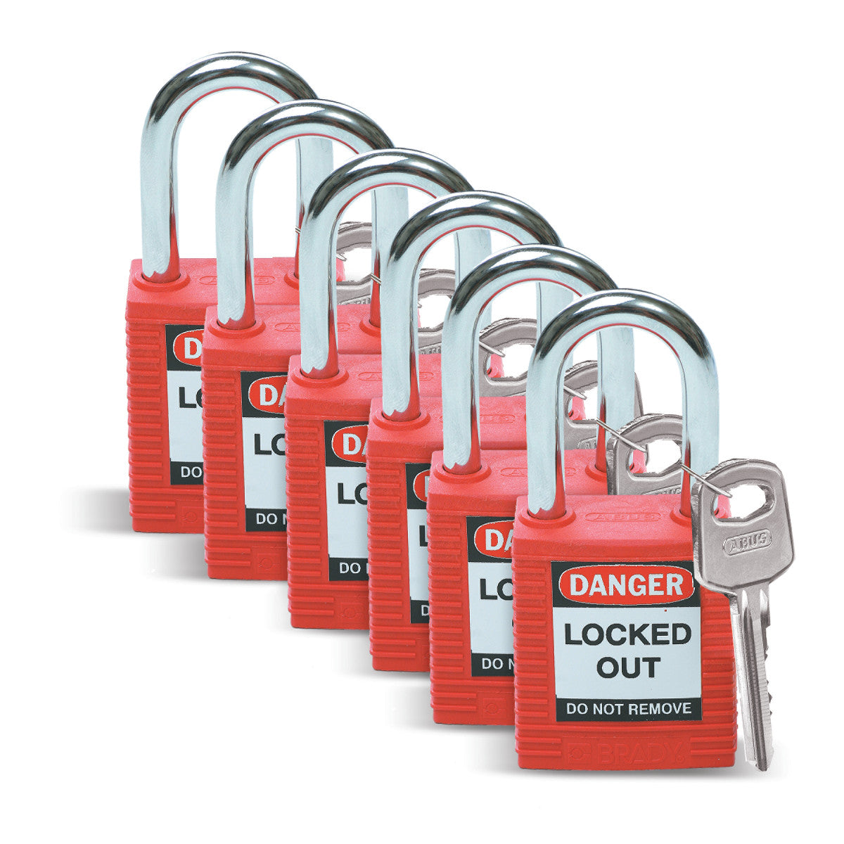 38 mm, Cadenas de sécurité, Rouge (Lot de 6)
