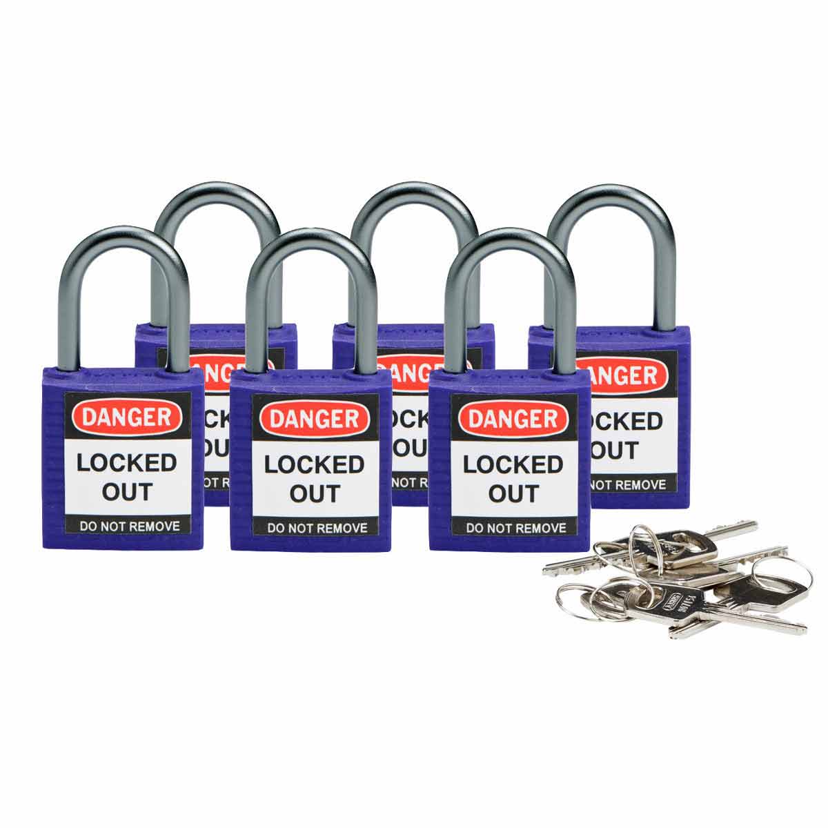 Cadenas de sécurité compacts Brady avec anse de 25 mm - Clés différentes
