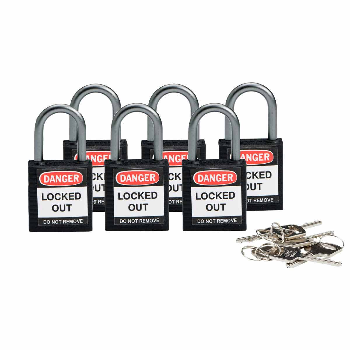 Kompakte Brady Sicherheitsschlösser mit einem Bügel von 25 mm - Keyed Different