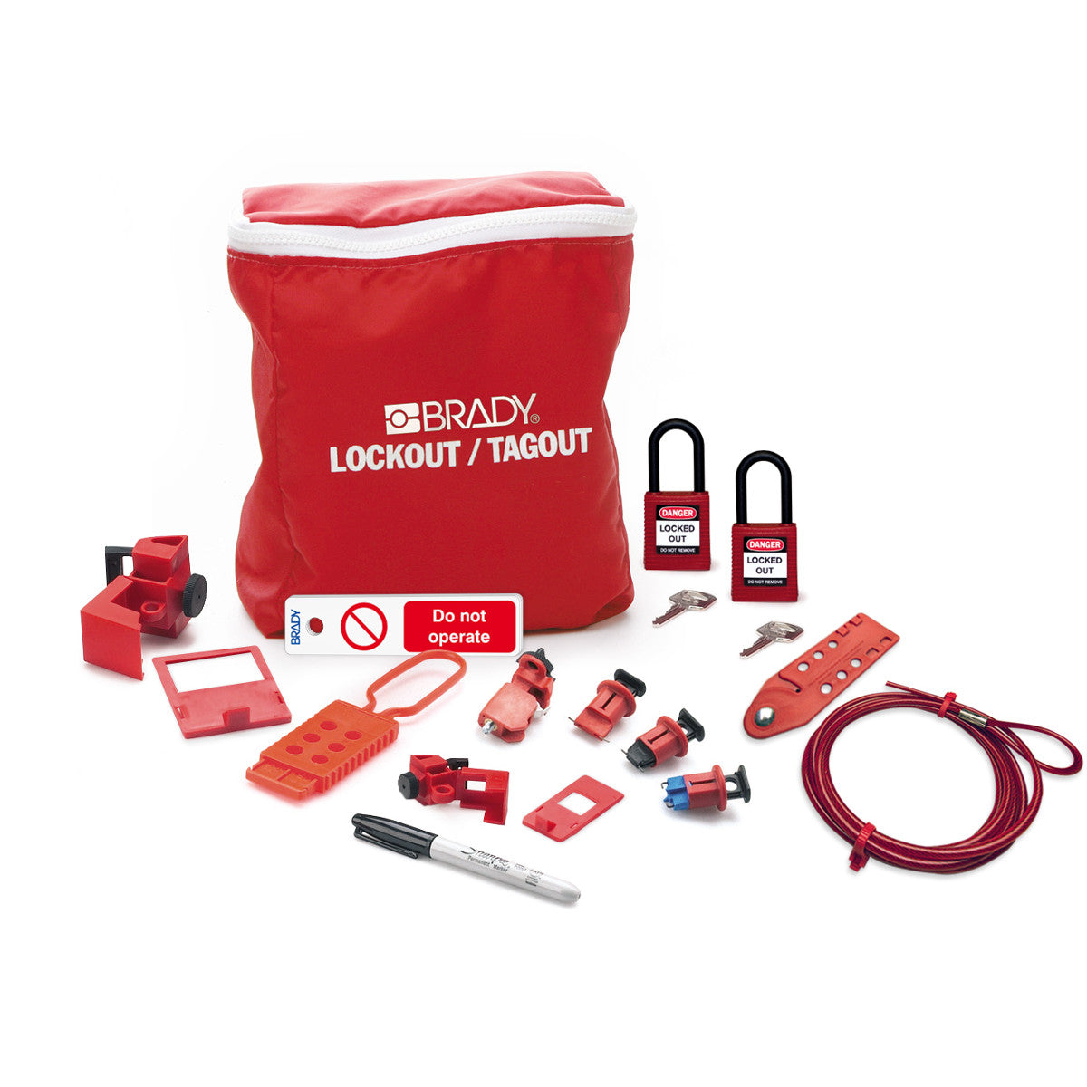 Lockout-Set für Elektriker + Vorhängeschlösser und Anhänger DE