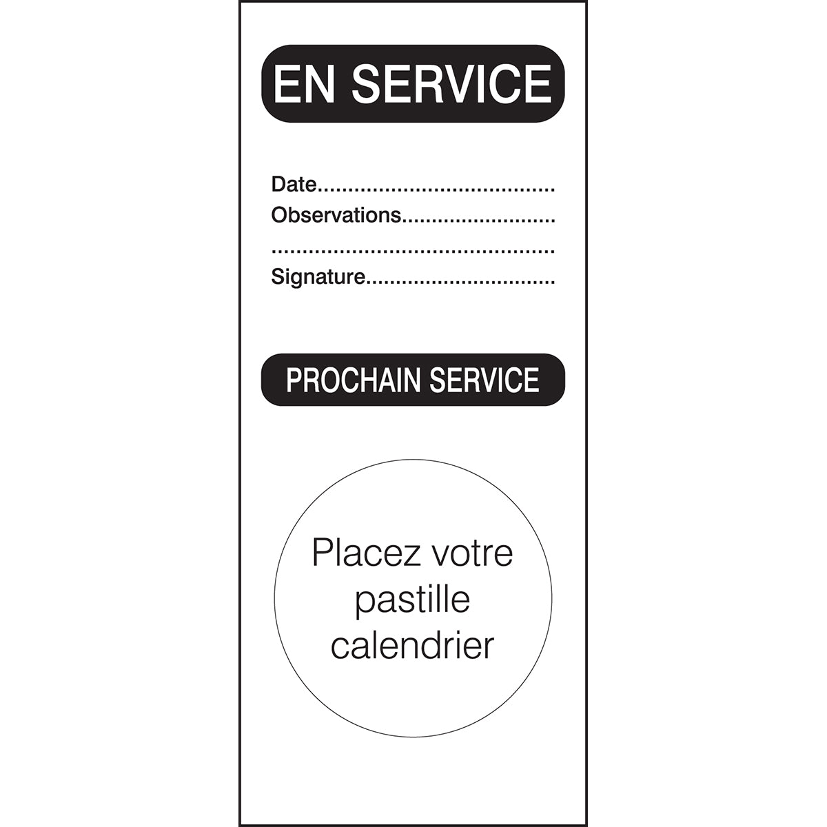 Etiquettes d’inspection (produit francophone)