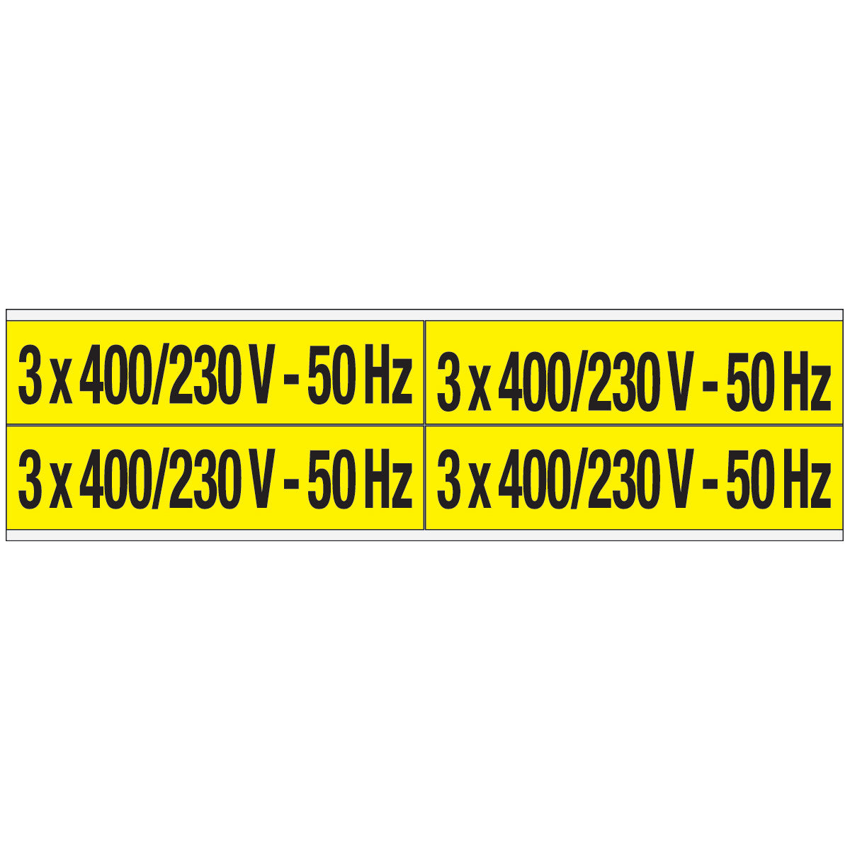 Warnschilder für die Spannungskennzeichnung - 3 x 400/230 V-50 Hz