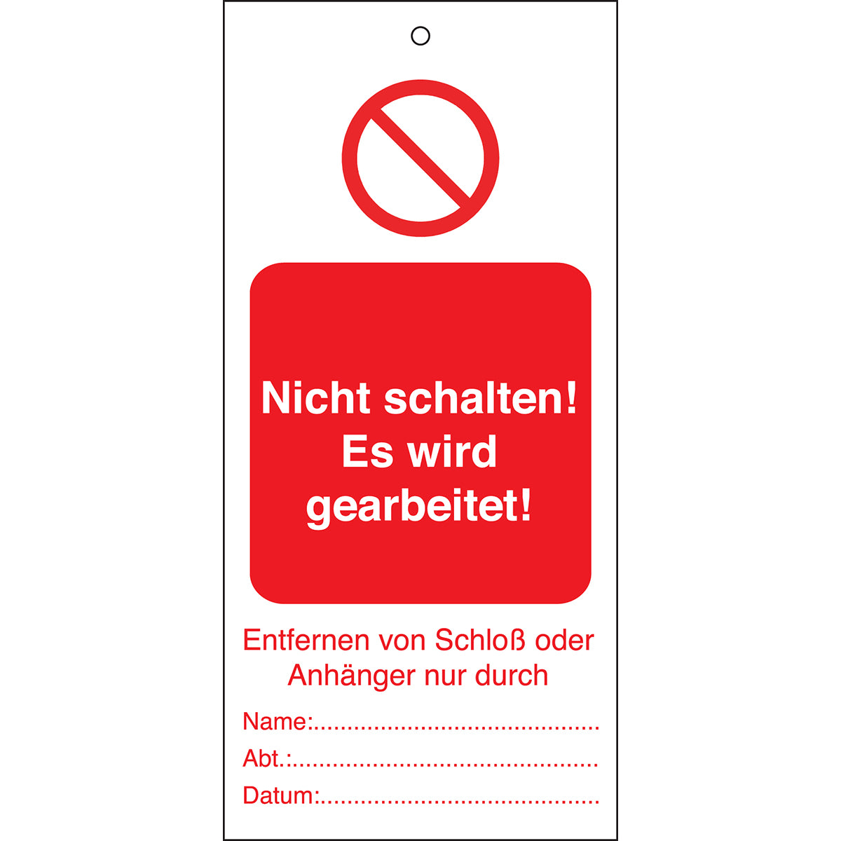 Tagout: Tags for warning notices