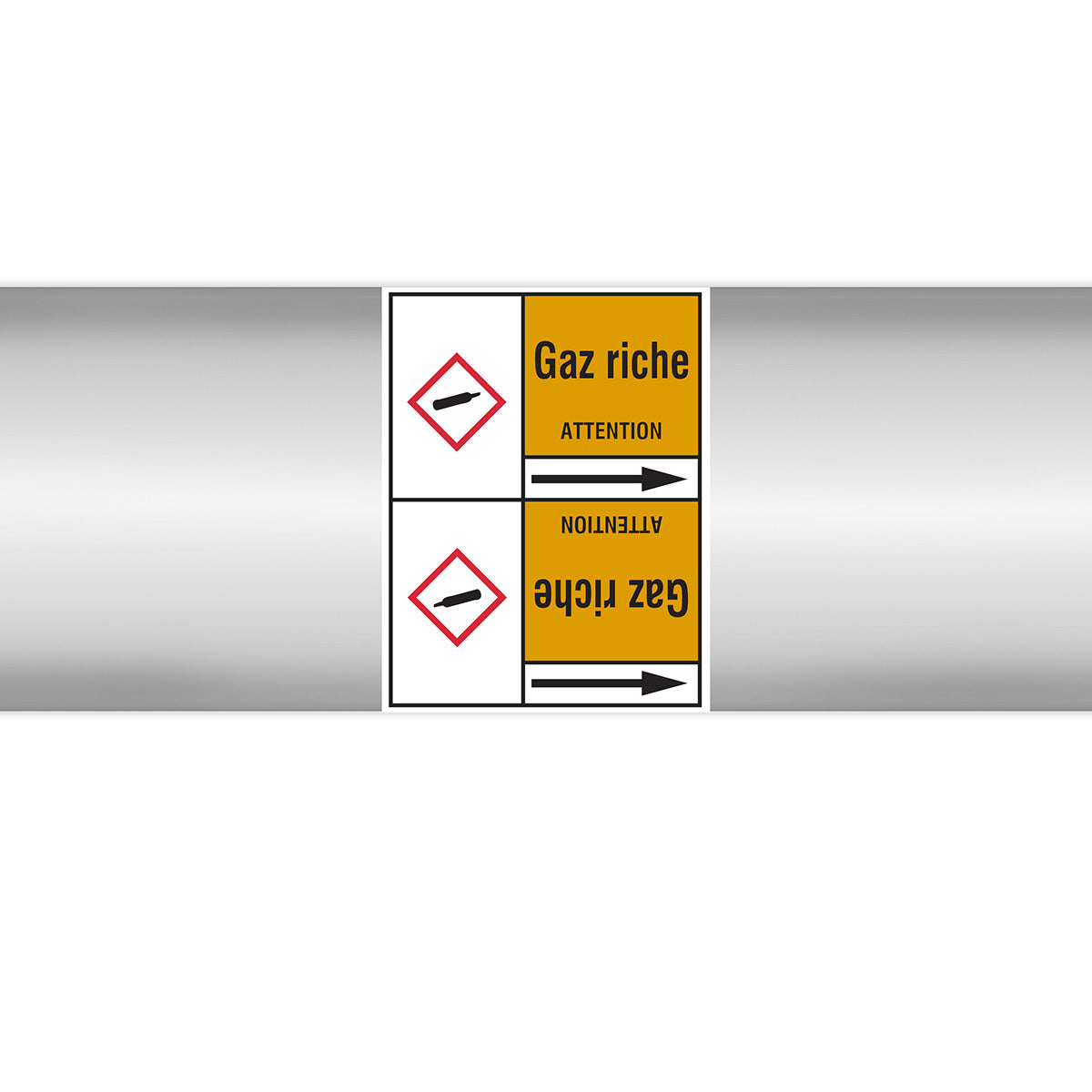 Marqueurs en rouleau continu, avec pictogrammes - Gaz riche (produit francophone)
