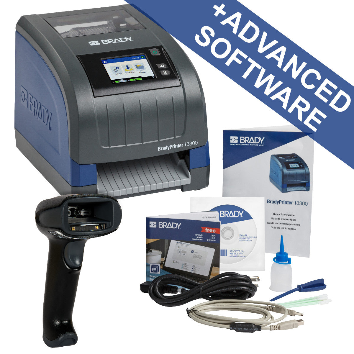 i3300 Etikettendrucker für die Industrie EU mit WLAN, Barcode-Lesegerät und Brady Workstation-Suite Scannen und Drucken