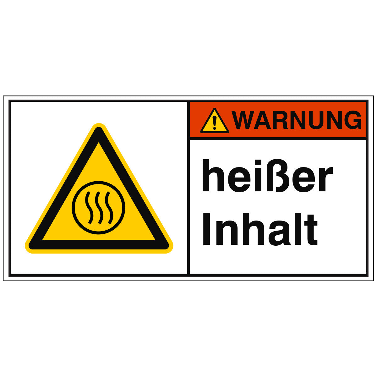 ISO-Sicherheitsschild - Warnung, heisser Inhalt