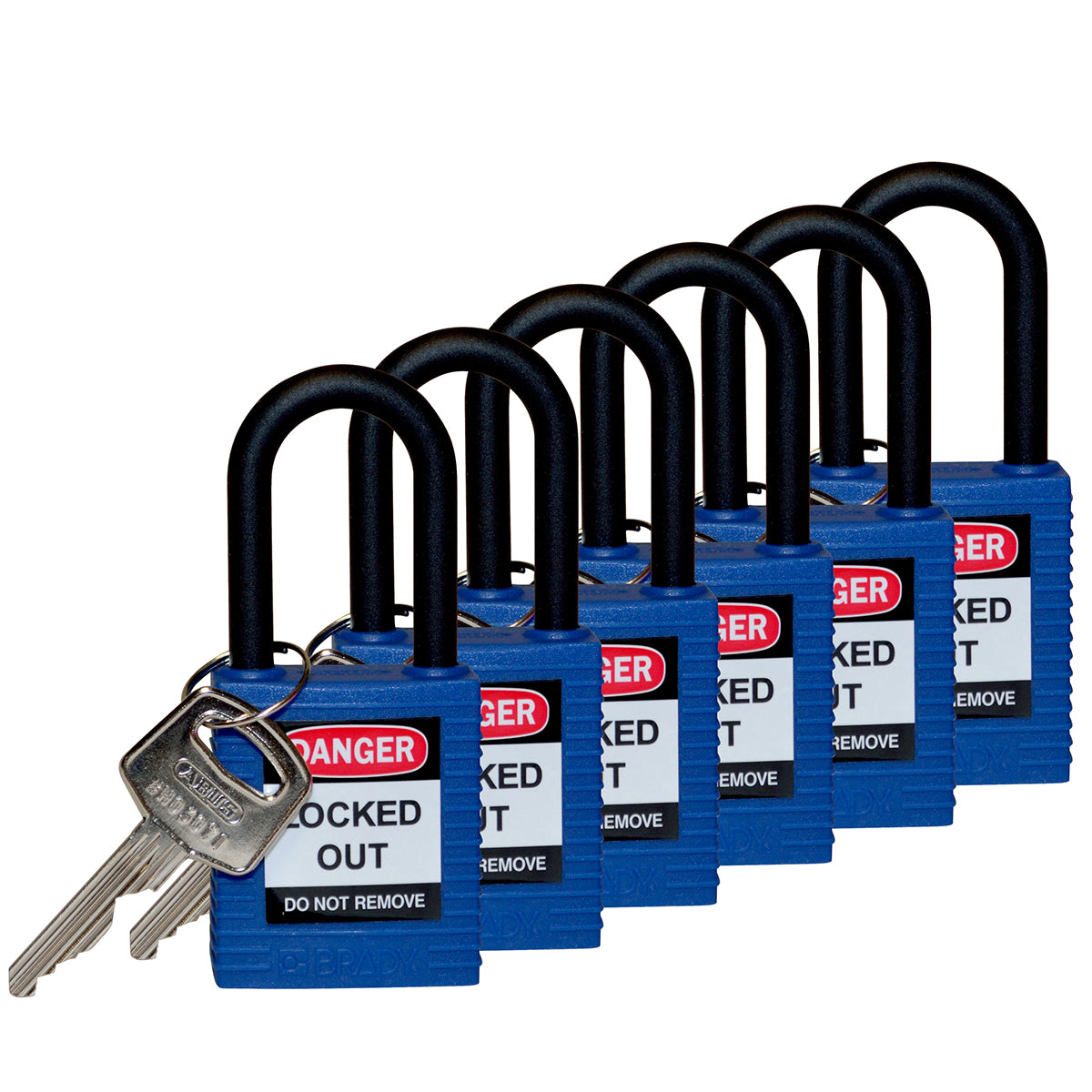 Brady security locks with plastic shackle