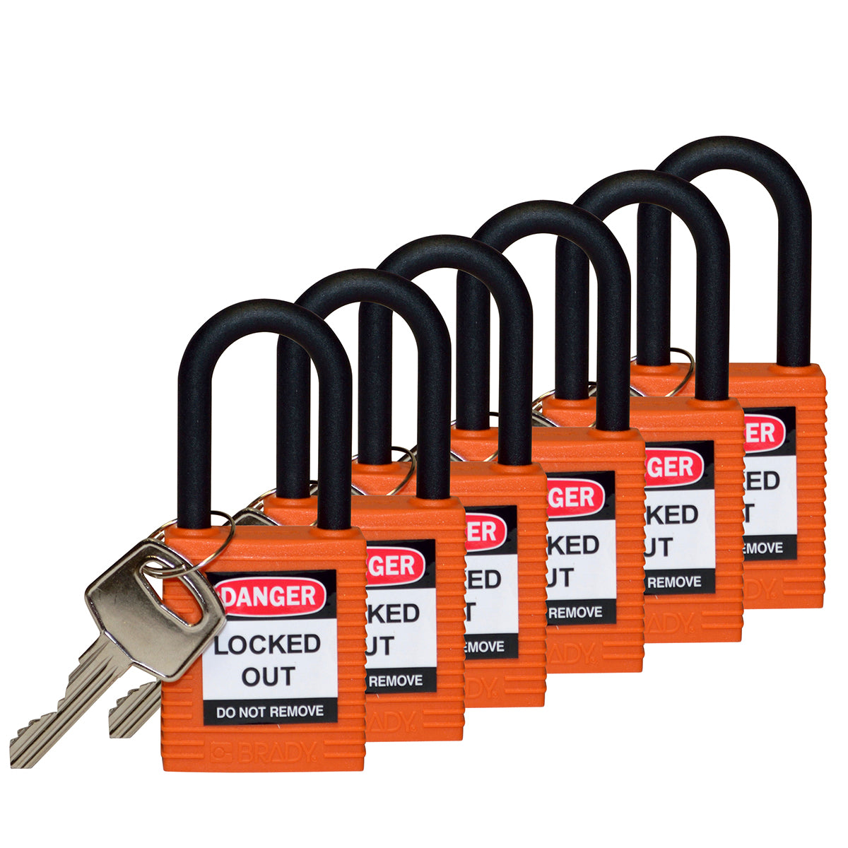 Brady security locks with plastic shackle
