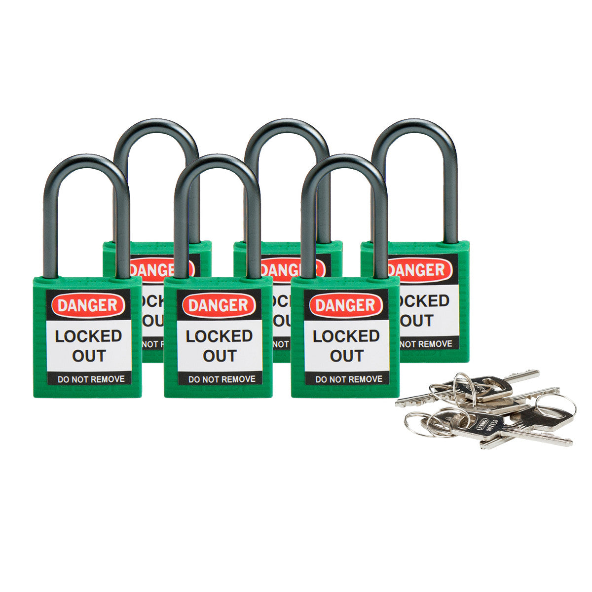 Cadenas de sécurité compacts Brady avec anse de 38 mm - Clés différentes