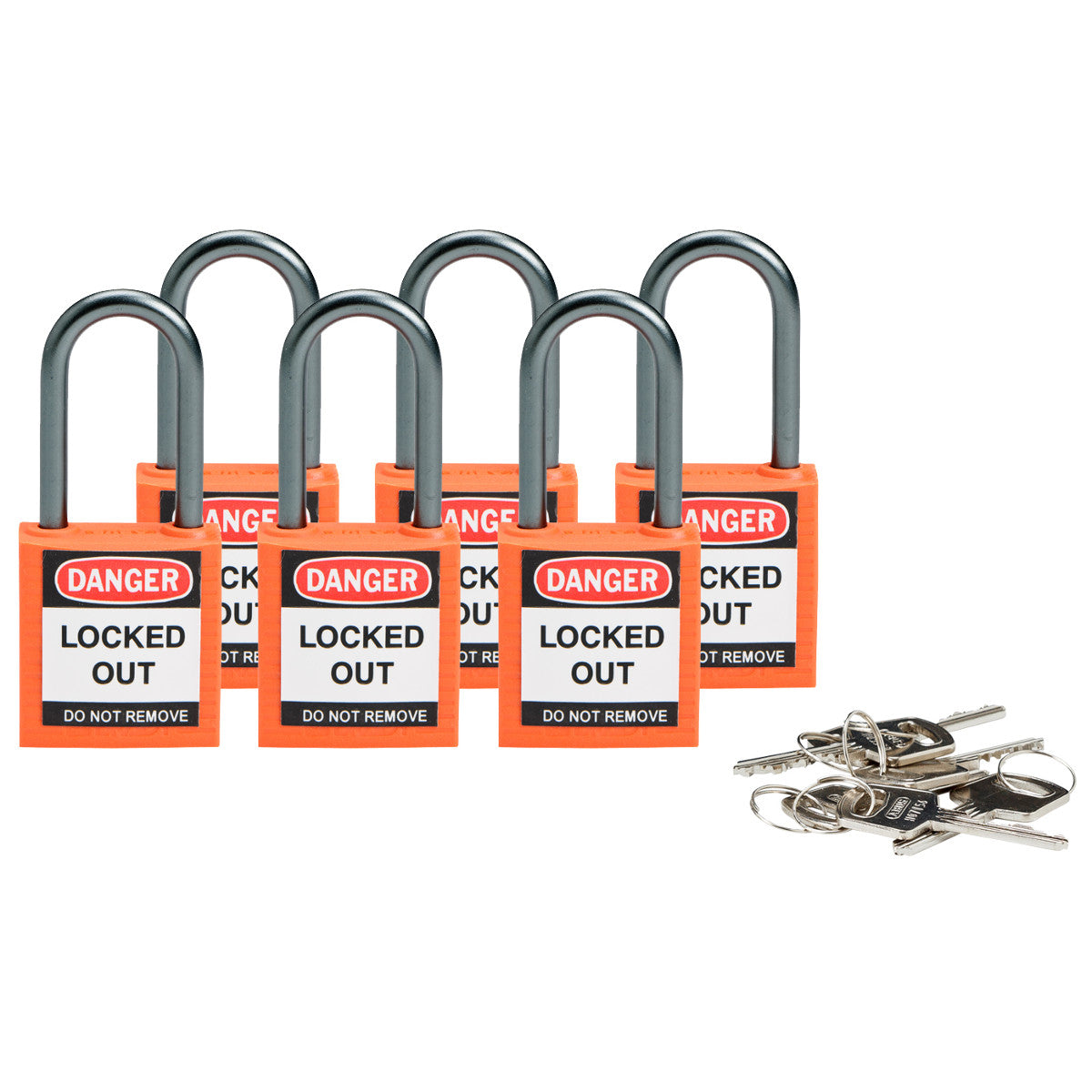 Cadenas de sécurité compacts Brady avec anse de 38 mm - Clés différentes