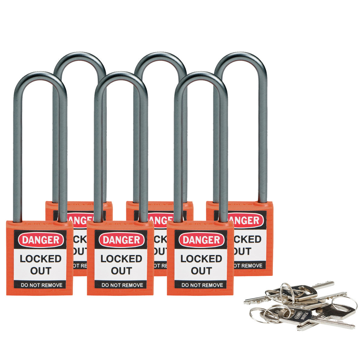 Cadenas de sécurité compacts Brady avec anse de 75 mm - Clés différentes