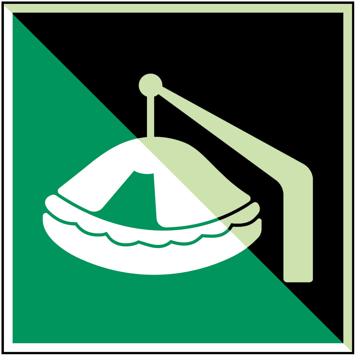Mit Davit aussetzbares Rettungsfloß – ISO 7010