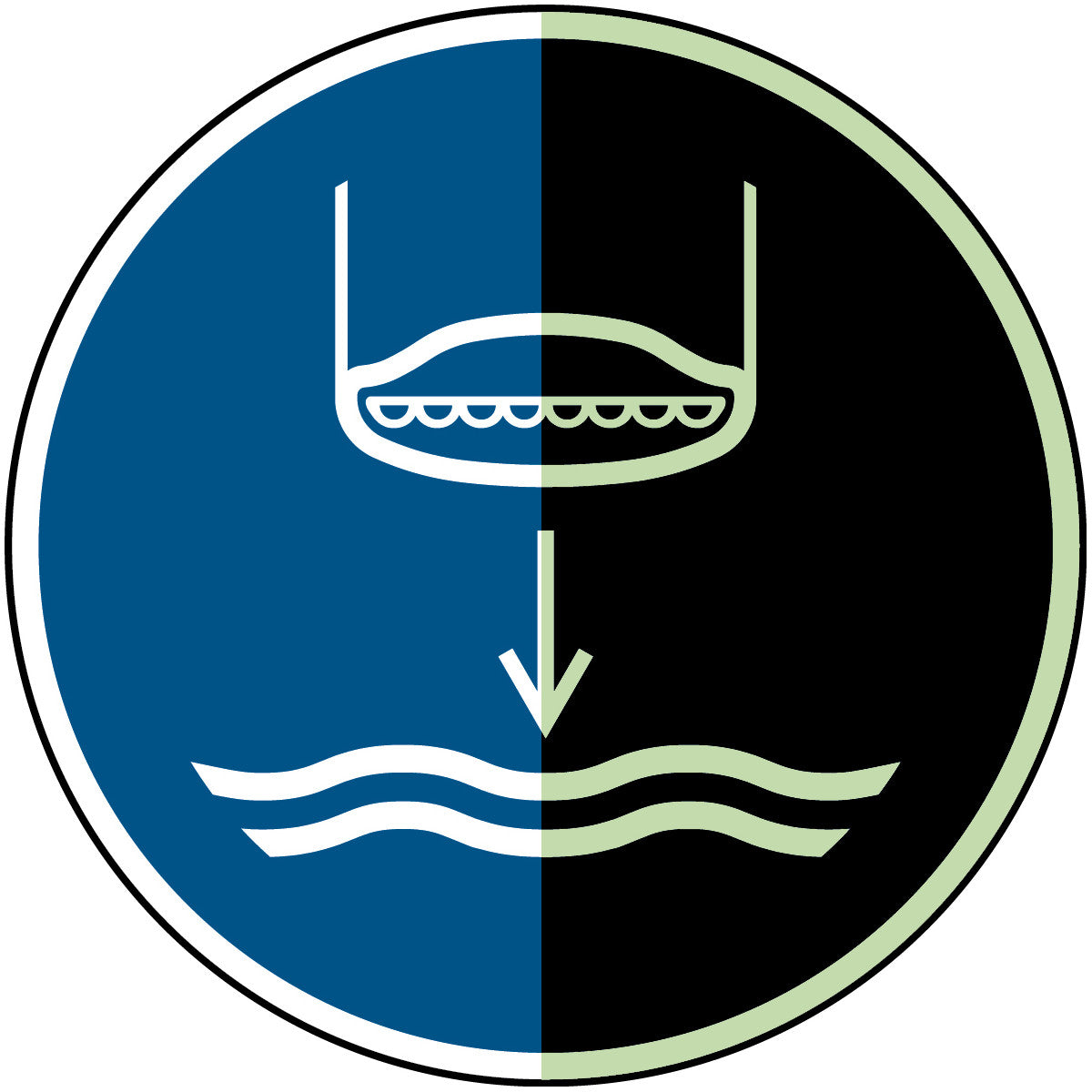 Rettungsboot fieren beim Aussetzvorgang – ISO 7010