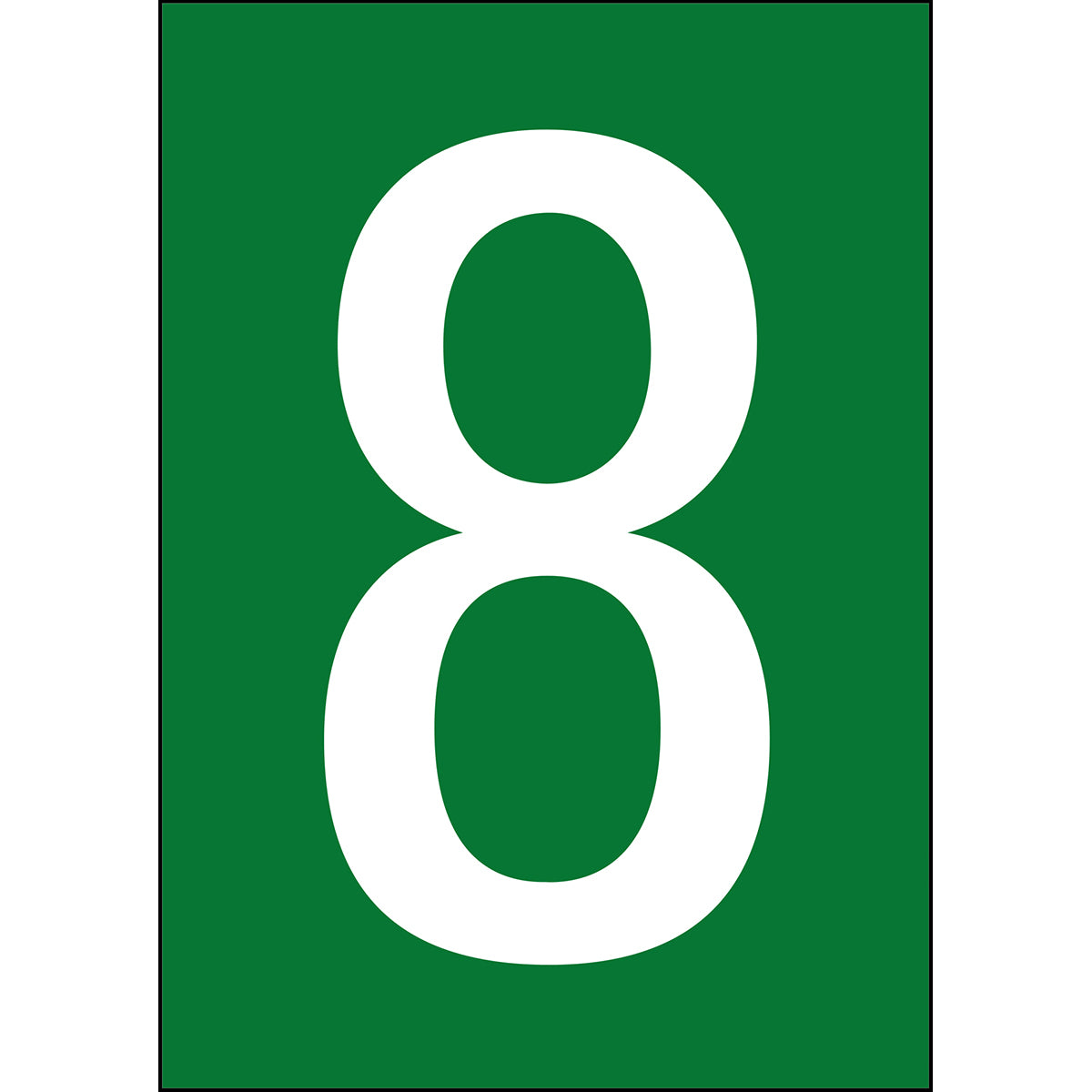 Chiffres et lettres A4 - Vert/Blanc - 8 - B-7541 (Polyester laminé)