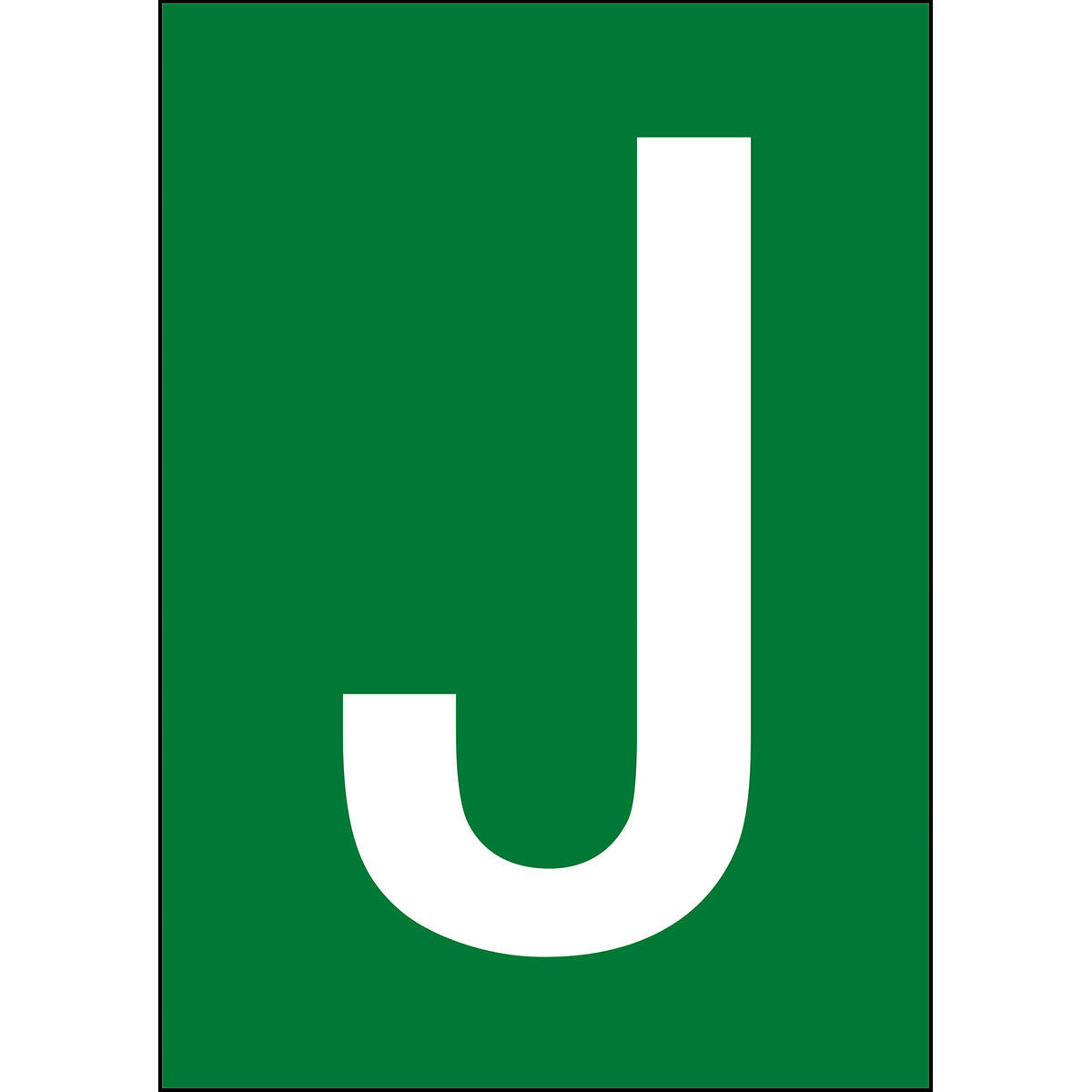 Chiffres et lettres A4 - Vert/Blanc - J - B-7541 (Polyester laminé)