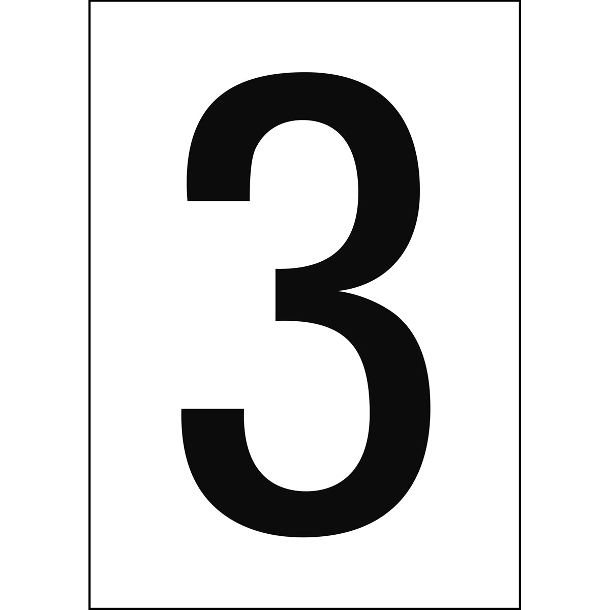 Chiffres et lettres A4 - Blanc/Noir - 3 - B-7541 (Polyester laminé)