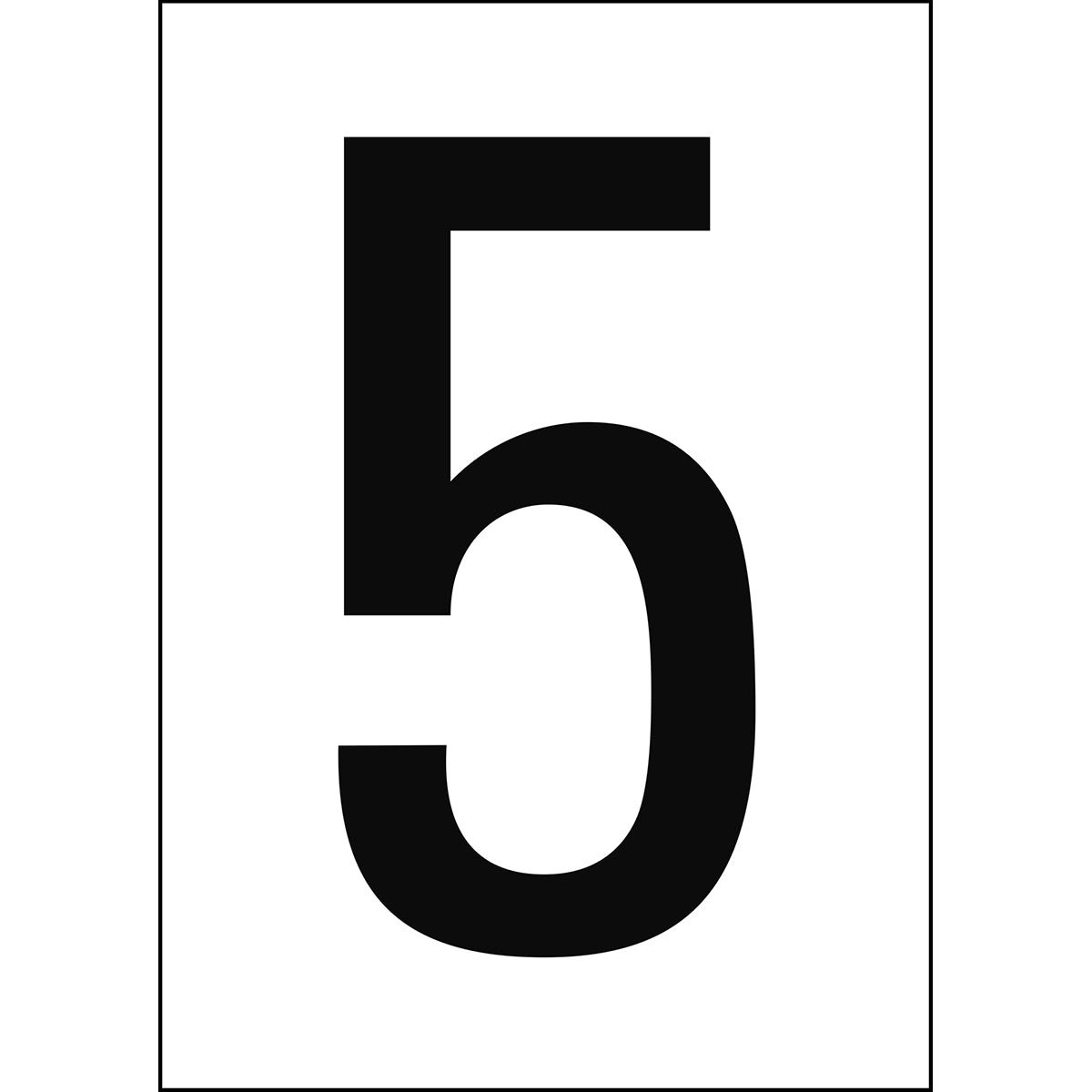 Chiffres et lettres A4 - Blanc/Noir - 5 - B-7541 (Polyester laminé)