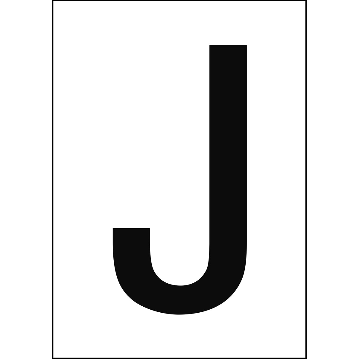Zahlen & Buchstaben A4 - Weiss/Schwarz - J - B-7541 (Laminierter Polyester)