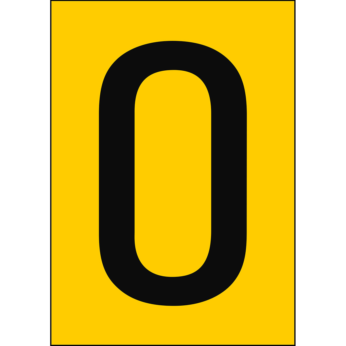 Zahlen & Buchstaben A4 - Gelb/Schwarz - O - B-7541 (Laminierter Polyester)