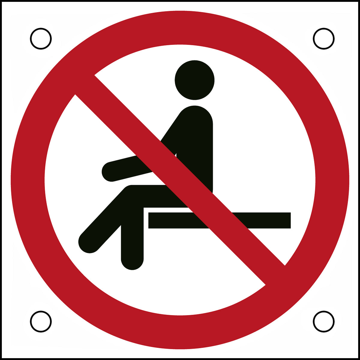 ISO-Sicherheitsschild – Sitzen verboten