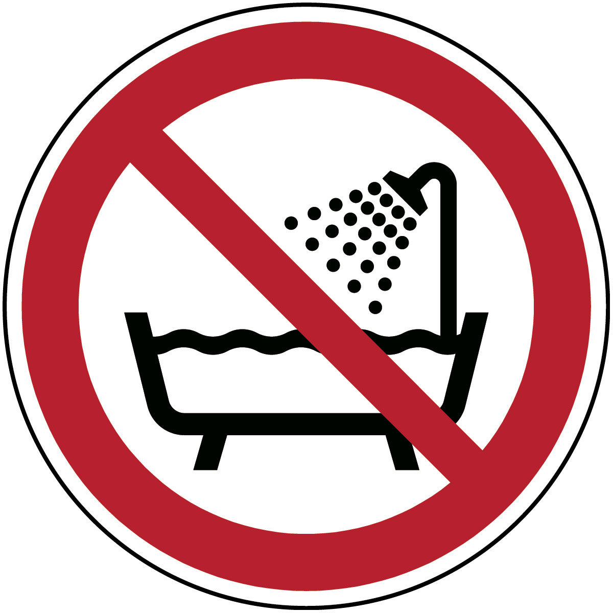 ISO Sicherheitskennzeichnung - Verbot, dieses Gerät in der Badewanne, Dusche oder über mit Wasser gefülltem Waschbecken zu benutzen