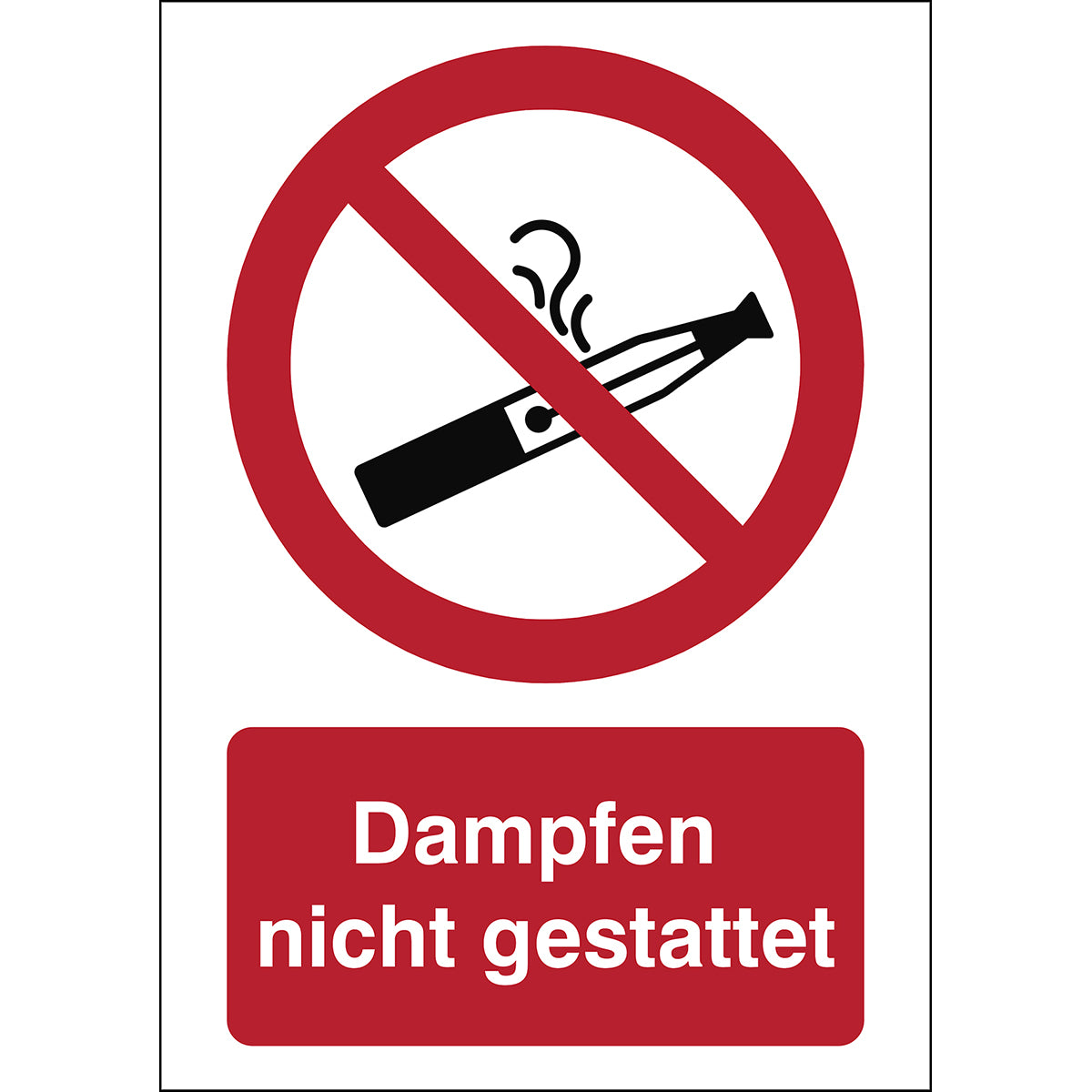 Verbotsschild – Dampfen von E-Zigaretten nicht gestattet