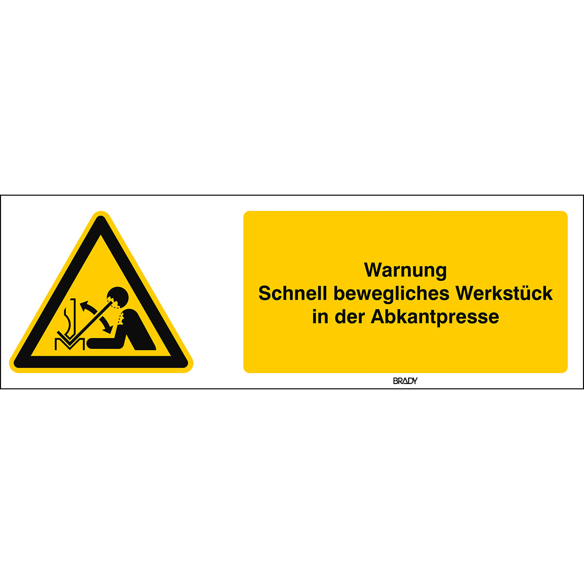 ISO Sicherheitskennzeichnung - Warnung vor hochschnellendem Werkstück in einer Presse
