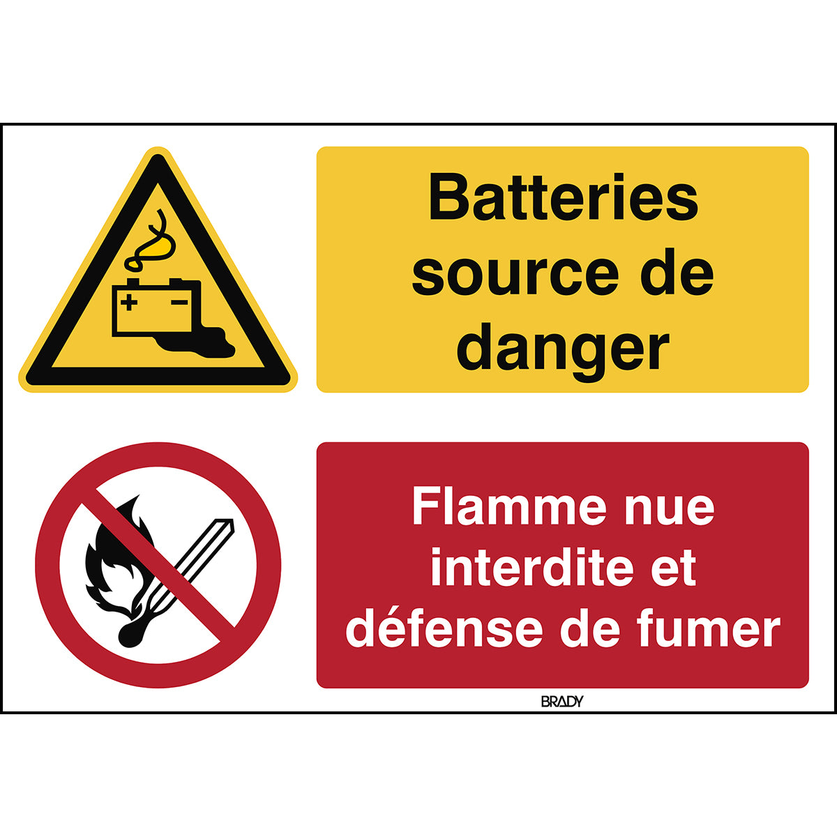 Warnung; Batterieaufladung und keine offene Flamme; Feuer, offenes Licht und Rauchen verboten – ISO 7010