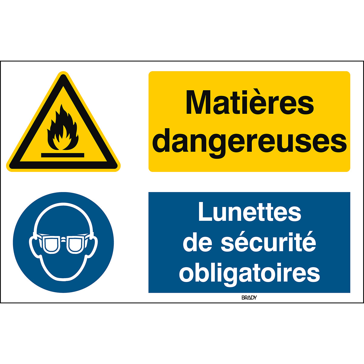 Warnung; Brandgefahr / feuergefährliche Stoffe, Augenschutz benutzen – ISO 7010