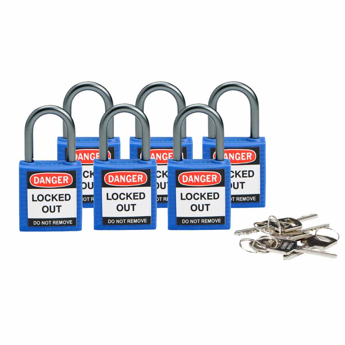 Cadenas de sécurité compacts Brady avec anse de 25 mm - Clés différentes