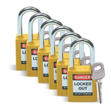 38 mm, security locks, yellow (6 pieces/pack)