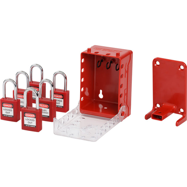 Ultrakompakter Verschlusskasten + 6 rote KD-Schlösser