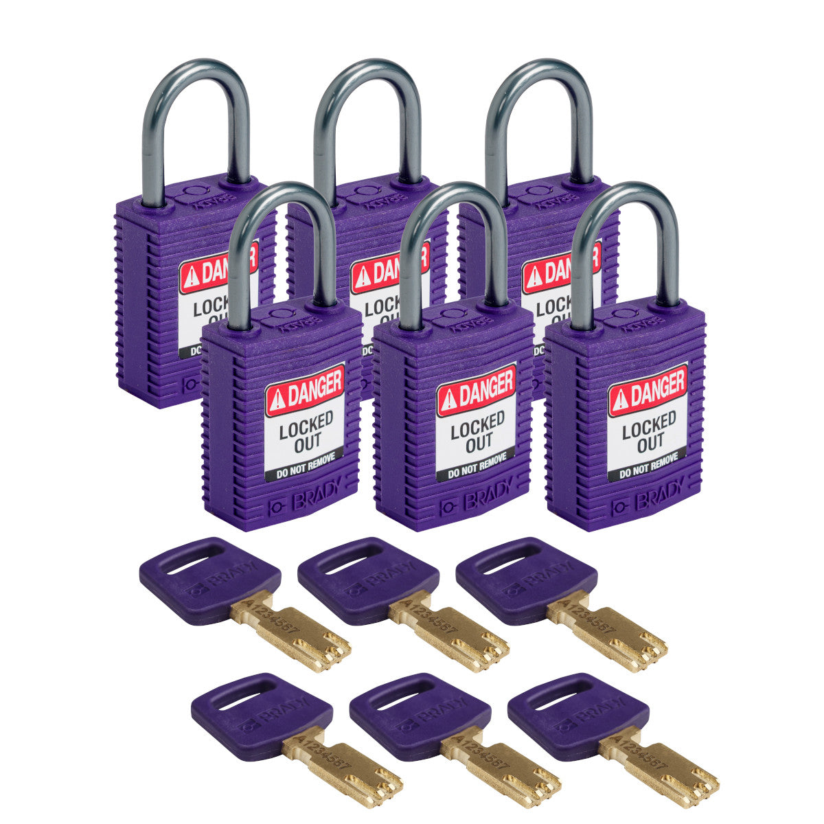 SafeKey Compact nylon padlocks with aluminum shackle for lockout applications