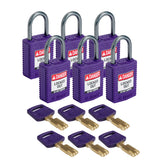 SafeKey Compact nylon padlocks with aluminum shackle for lockout applications