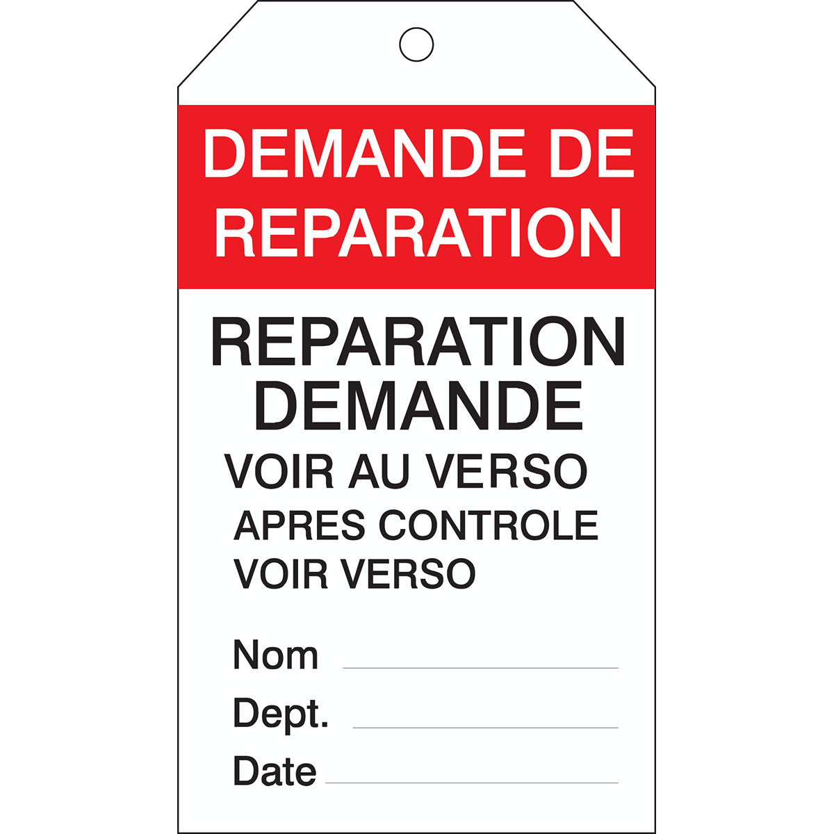 Etiquettes d’inspection d’équipement (produit francophone)