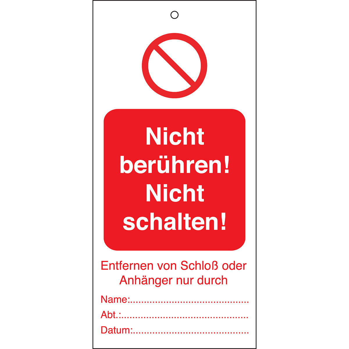 Tagout: Tags for warning notices