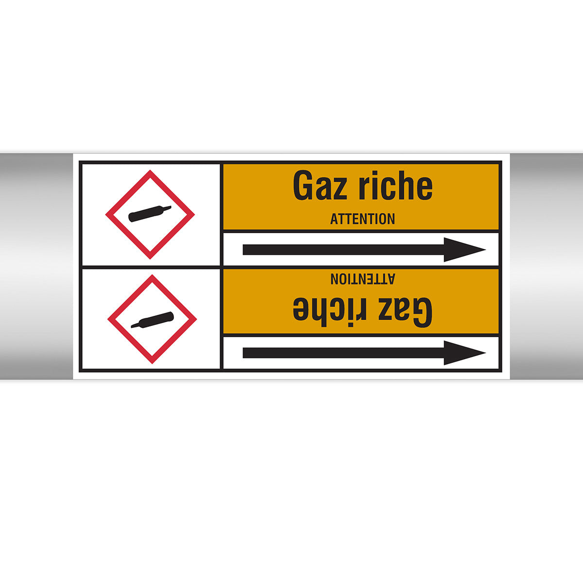 Marqueurs en rouleau continu, avec pictogrammes - Gaz riche (produit francophone)