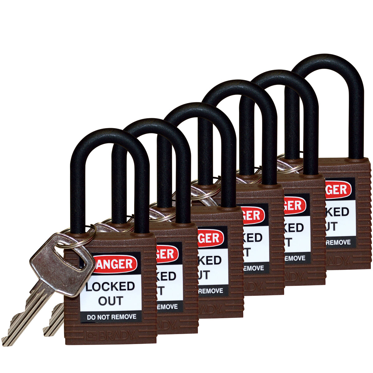 Brady security locks with plastic shackle