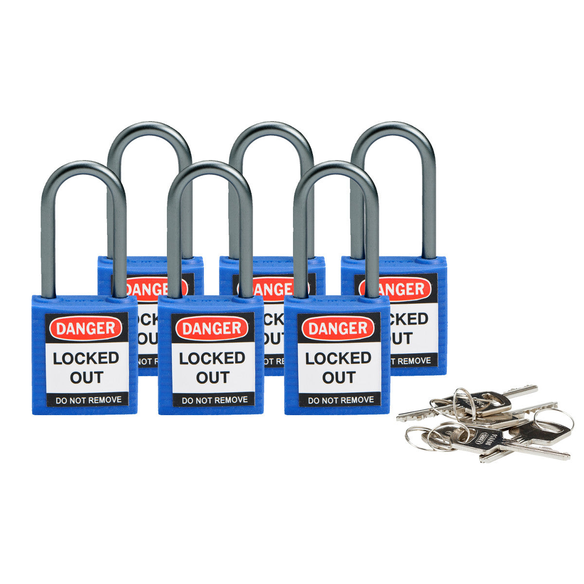 Cadenas de sécurité compacts Brady avec anse de 38 mm - Clés différentes