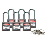 Cadenas de sécurité compacts Brady avec anse de 38 mm - Clés différentes