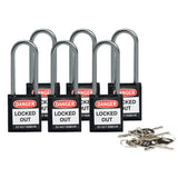 Cadenas de sécurité compacts Brady avec anse de 50 mm - Clés différentes