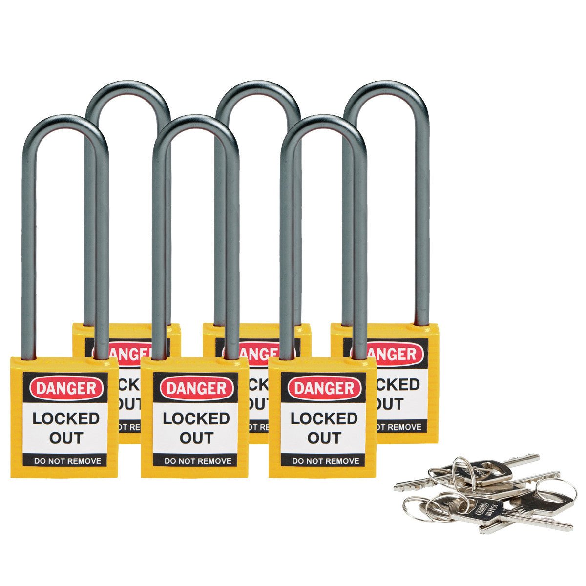 Cadenas de sécurité compacts Brady avec anse de 75 mm - Clés différentes