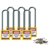 Cadenas de sécurité compacts Brady avec anse de 75 mm - Clés différentes