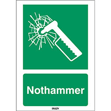 ISO-Sicherheitsschild – Notfallhammer
