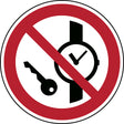 ISO Sicherheitskennzeichnung - Mitführen von Metallteilen oder Uhren verboten