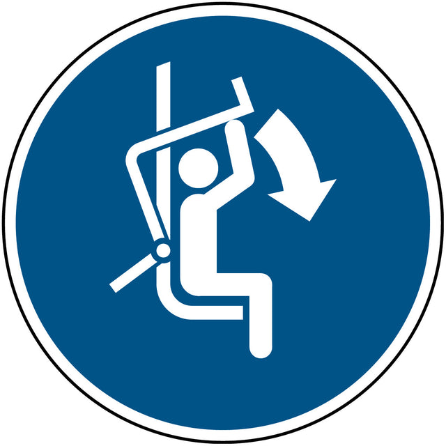 Sicherheitsbügel des Sessellifts schließen – ISO 7010