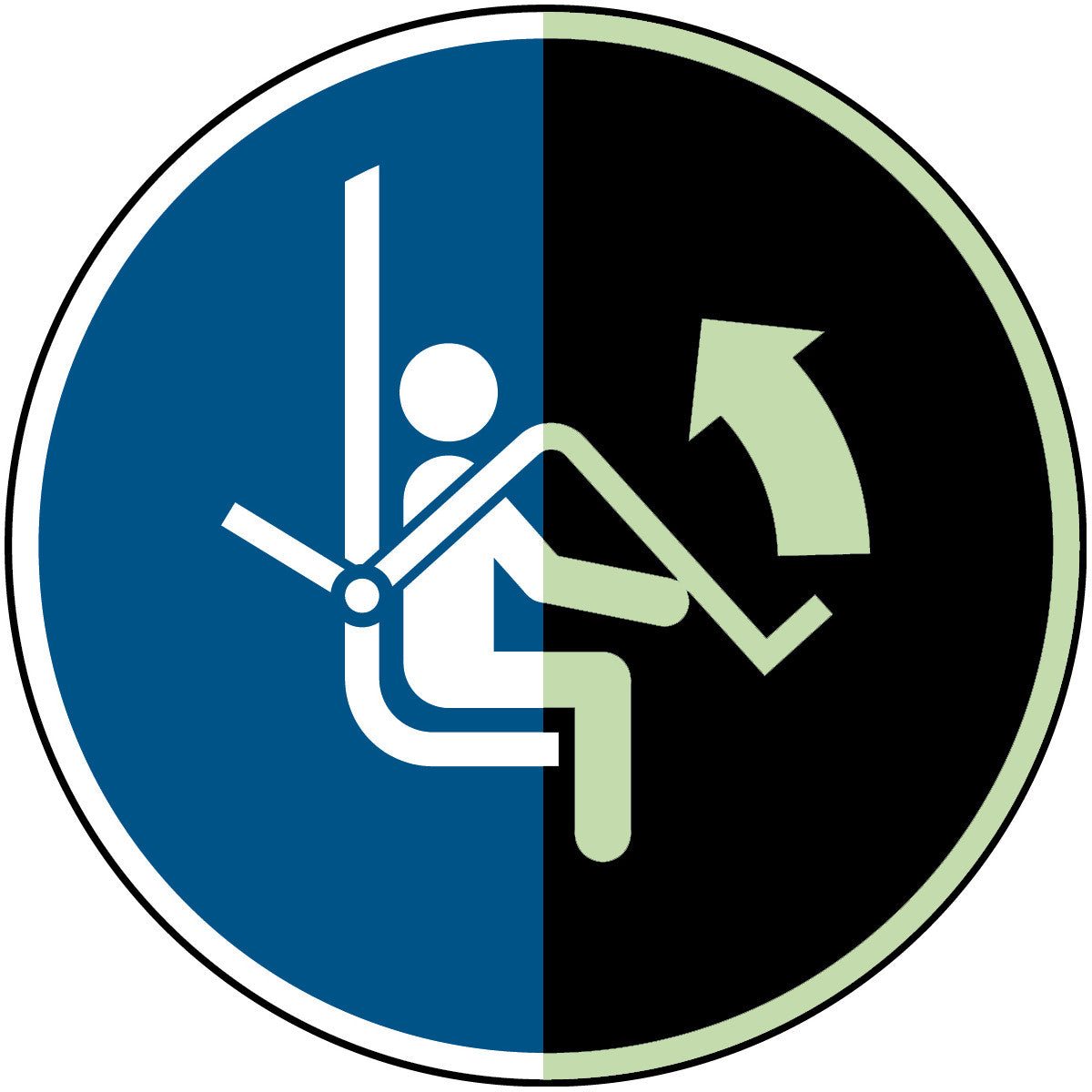Sicherheitsbügel des Sessellifts öffnen – ISO 7010