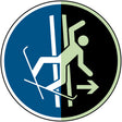 Im Fall eines Sturzes Schleppspur sofort verlassen – ISO 7010