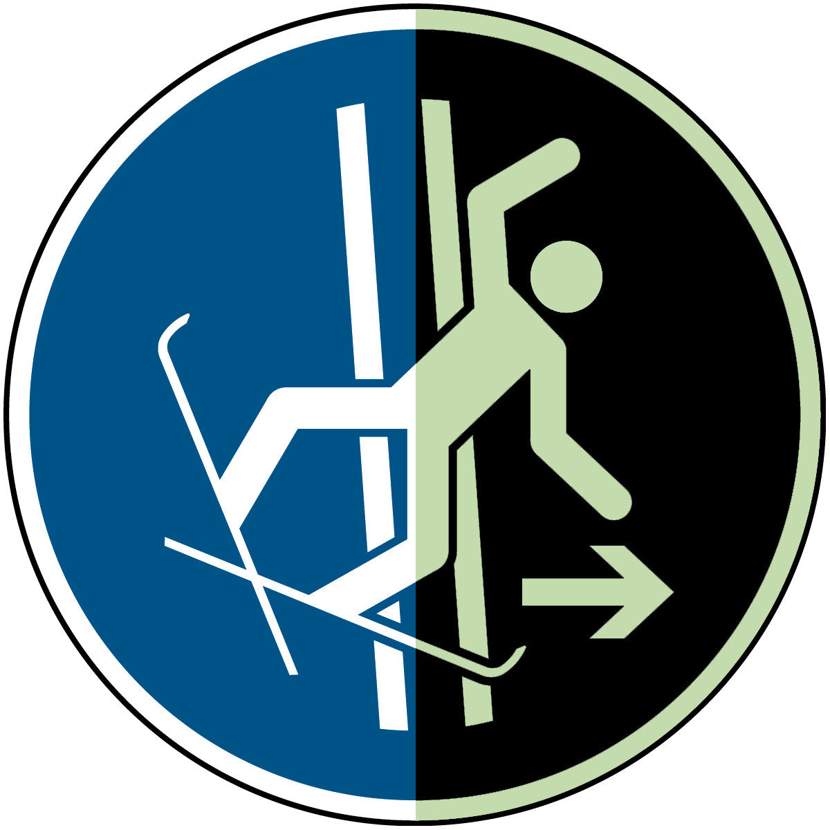 Im Fall eines Sturzes Schleppspur sofort verlassen – ISO 7010