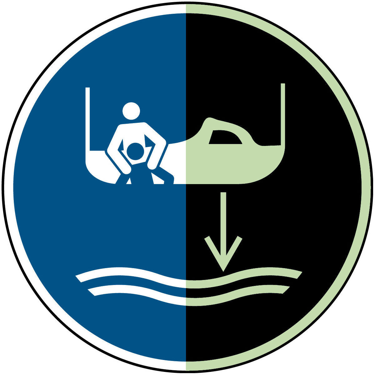 Bereitschaftsboot fieren beim Aussetzvorgang - ISO 7010
